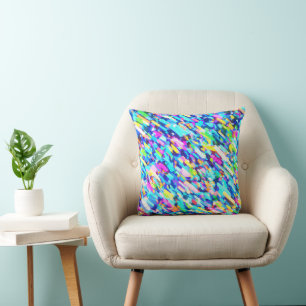 Rainbow-hued Abstract Art Cushion