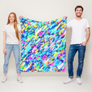 Rainbow-hued Abstract Art Fleece Blanket