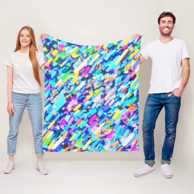 Rainbow-hued Abstract Art Fleece Blanket (In Situ)