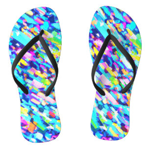 Rainbow-hued Abstract Art Flip Flops