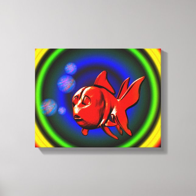 Rainbow Hues Cute Abstract Goldfish Canvas Print (Front)