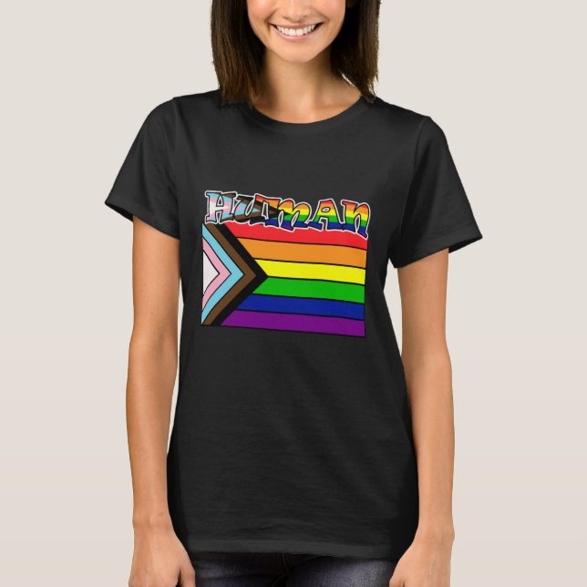 Rainbow Human LGBTQ Flag Support and Pride  T-Shir T-Shirt (Front)