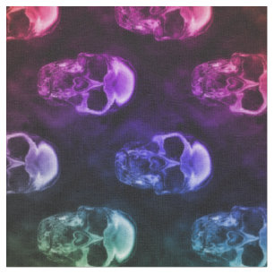 Rainbow Human Skulls Pattern Fabric