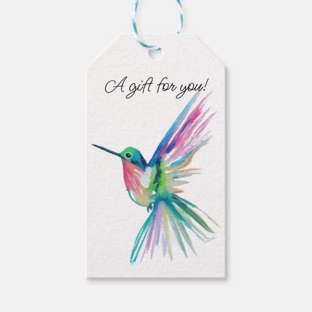 Rainbow Hummingbird Gift Tag (Front)