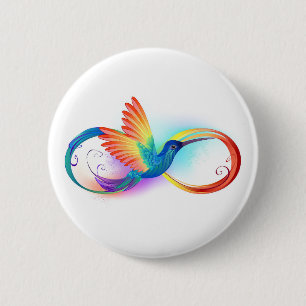Rainbow Hummingbird with Infinity symbol 6 Cm Round Badge