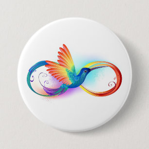 Rainbow Hummingbird with Infinity symbol 7.5 Cm Round Badge