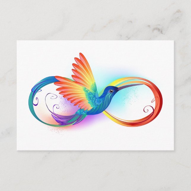 Rainbow Hummingbird with Infinity symbol Advice Card (Front)