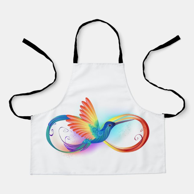 Rainbow Hummingbird with Infinity symbol Apron (Front)