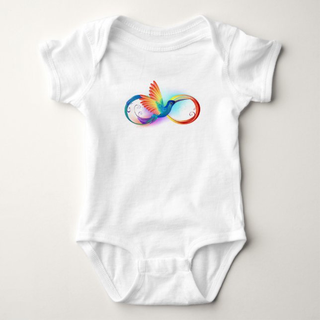 Rainbow Hummingbird with Infinity symbol Baby Bodysuit (Front)