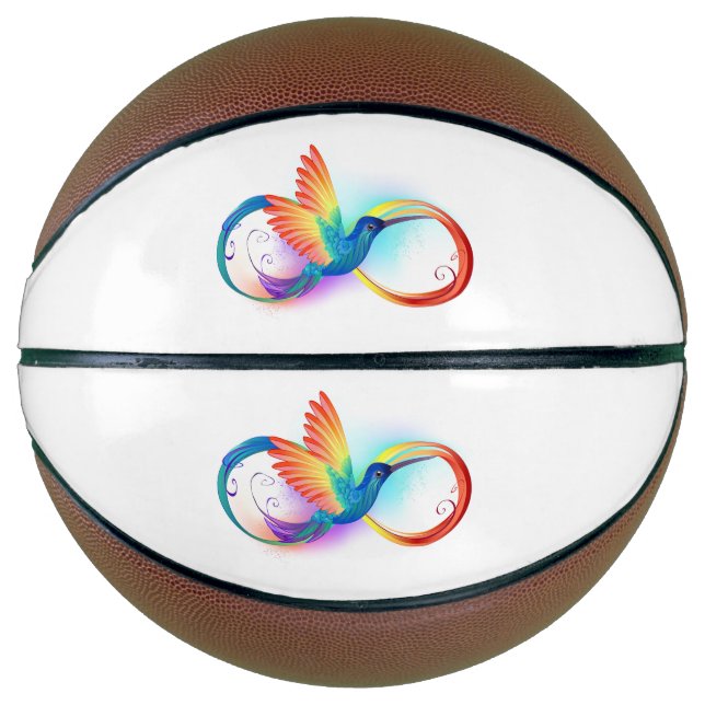 Rainbow Hummingbird with Infinity symbol Basketball (Front)