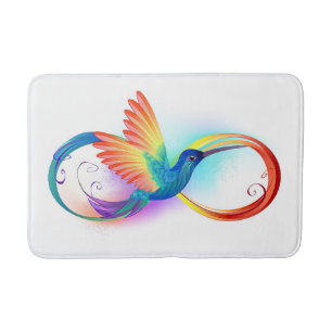Rainbow Hummingbird with Infinity symbol Bath Mat