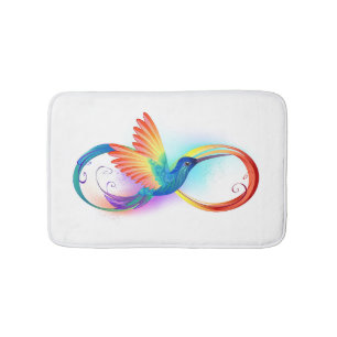 Rainbow Hummingbird with Infinity symbol Bath Mat