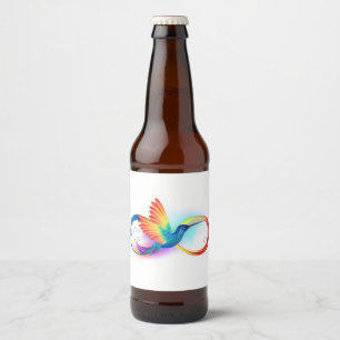 Rainbow Hummingbird with Infinity symbol Beer Bottle Label