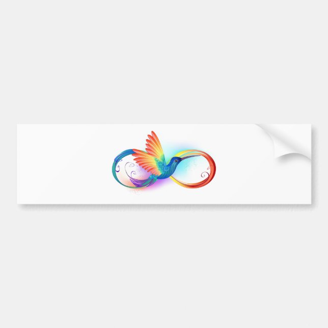 Rainbow Hummingbird with Infinity symbol Bumper Sticker (Front)