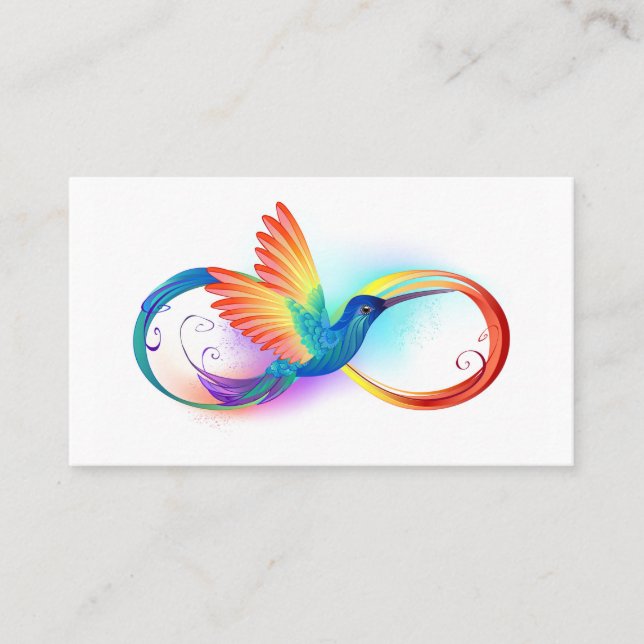 Rainbow Hummingbird with Infinity symbol Business Card (Front)