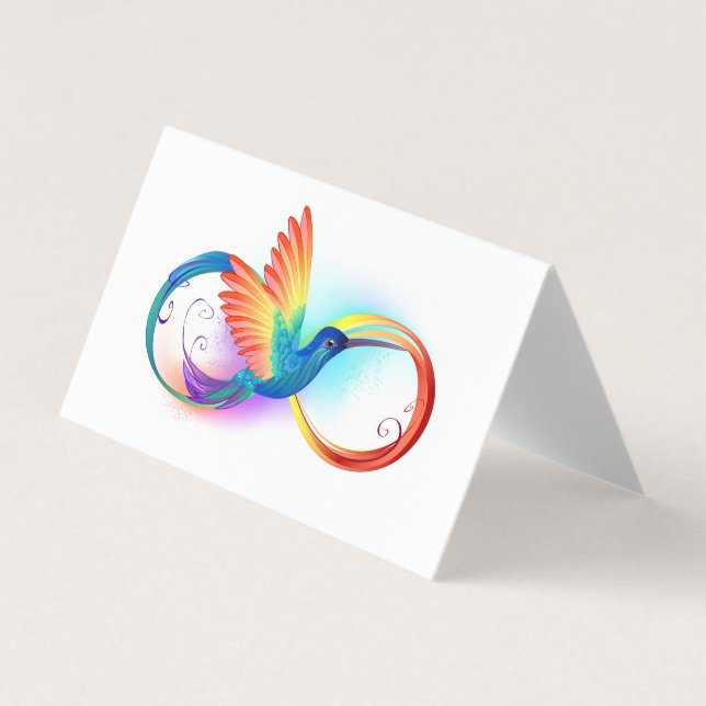 Rainbow Hummingbird with Infinity symbol Business Card (Front)
