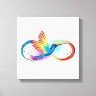 Rainbow Hummingbird with Infinity symbol Canvas Print
