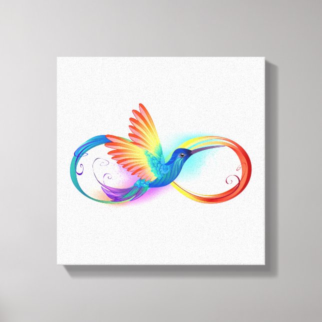 Rainbow Hummingbird with Infinity symbol Canvas Print (Front)