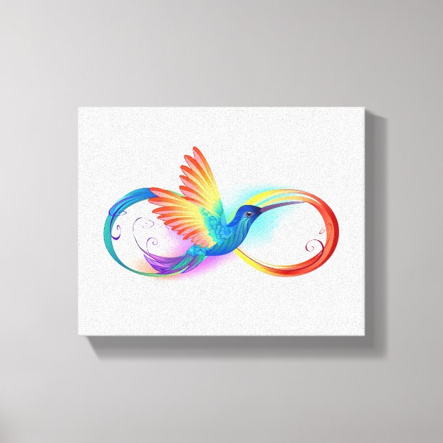 Rainbow Hummingbird with Infinity symbol Canvas Print (Front)