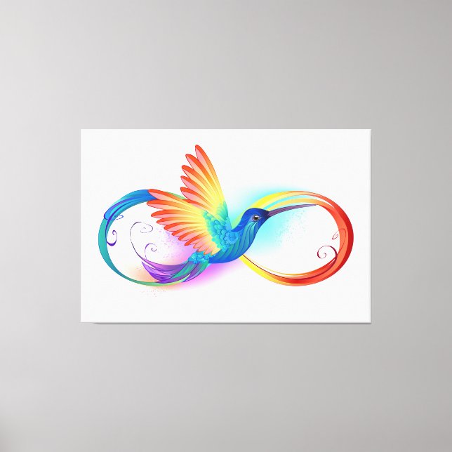 Rainbow Hummingbird with Infinity symbol Canvas Print (Front)
