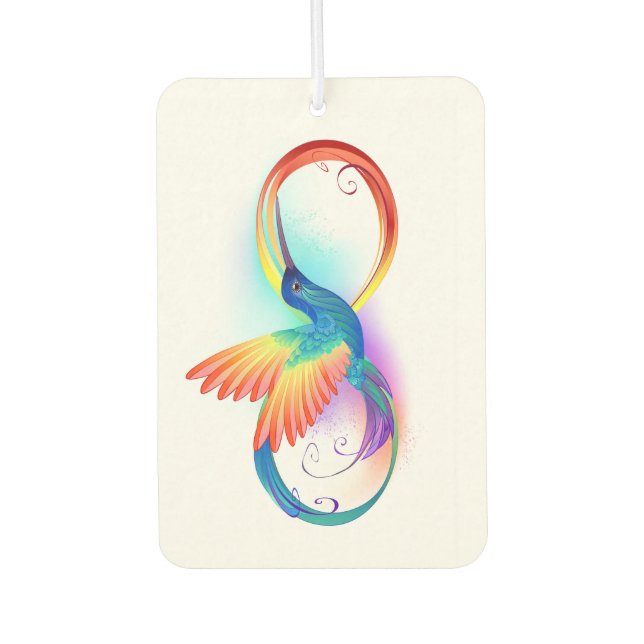 Rainbow Hummingbird with Infinity symbol Car Air Freshener (Front)