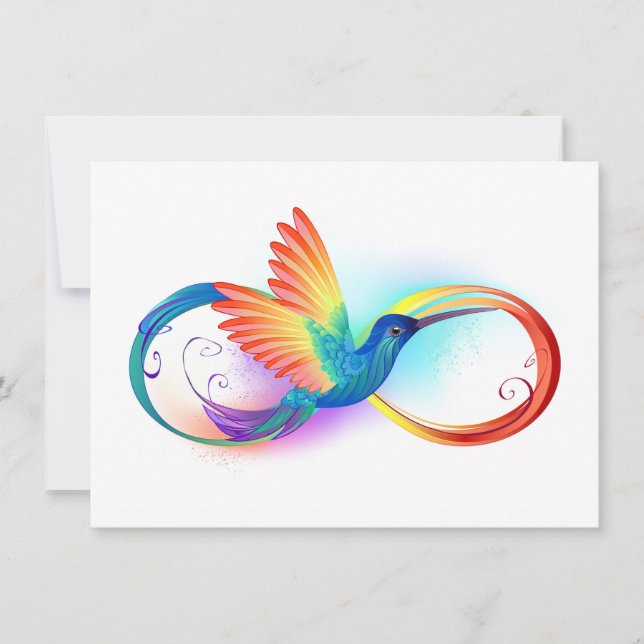 Rainbow Hummingbird with Infinity symbol Card (Front)
