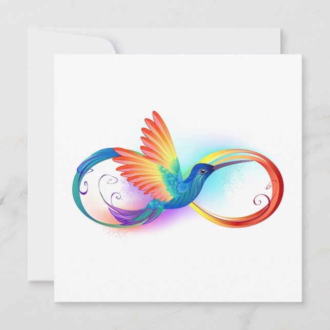 Rainbow Hummingbird with Infinity symbol Card (Front)