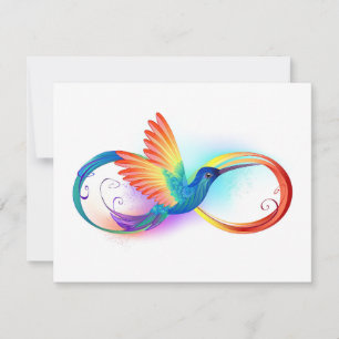 Rainbow Hummingbird with Infinity symbol Card