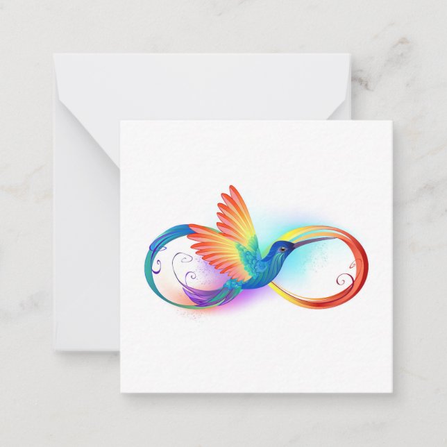 Rainbow Hummingbird with Infinity symbol Card (Front)