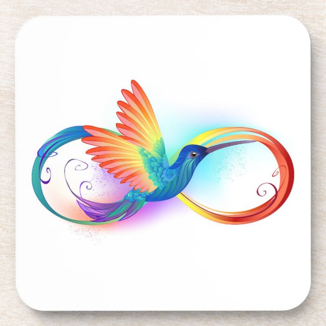 Rainbow Hummingbird with Infinity symbol Coaster (Front)