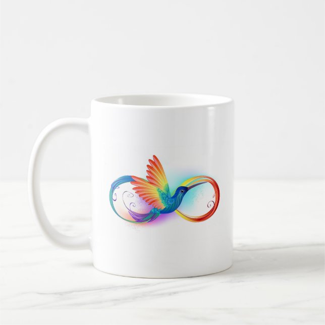 Rainbow Hummingbird with Infinity symbol Coffee Mug (Left)