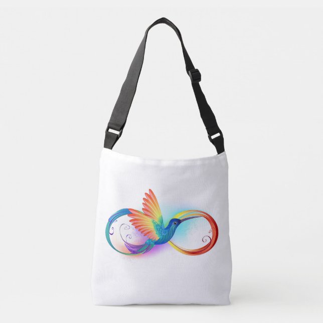 Rainbow Hummingbird with Infinity symbol Crossbody Bag (Front)