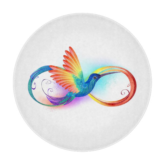 Rainbow Hummingbird with Infinity symbol Cutting Board (Front)