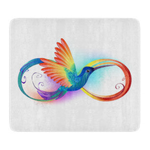 Rainbow Hummingbird with Infinity symbol Cutting Board