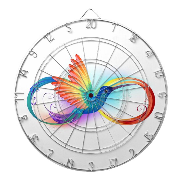 Rainbow Hummingbird with Infinity symbol Dartboard (Front)