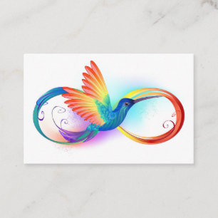 Rainbow Hummingbird with Infinity symbol Discount Card