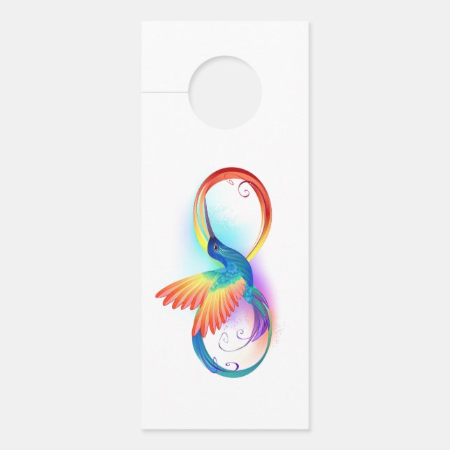 Rainbow Hummingbird with Infinity symbol Door Hanger (Front)