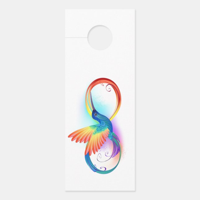 Rainbow Hummingbird with Infinity symbol Door Hanger (Front)