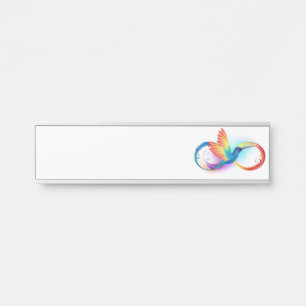 Rainbow Hummingbird with Infinity symbol Door Sign