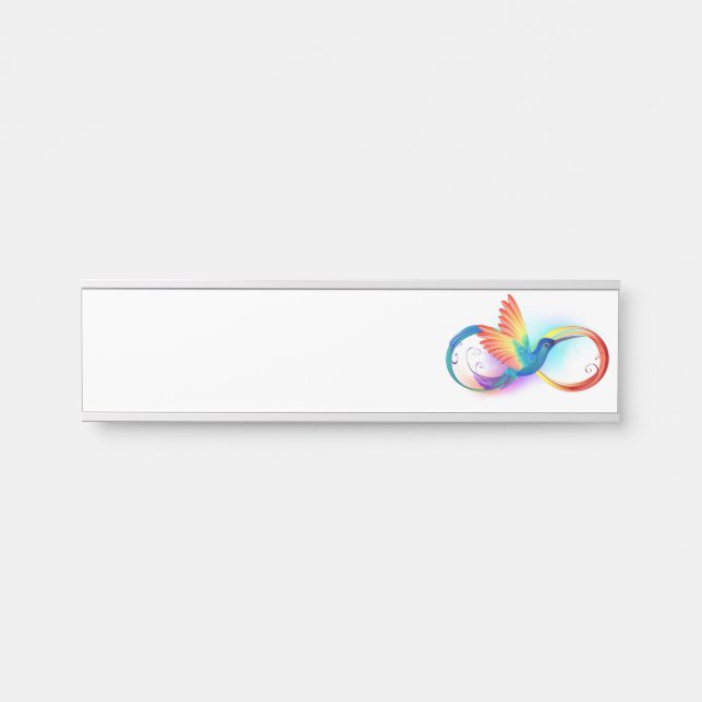 Rainbow Hummingbird with Infinity symbol Door Sign (Front)