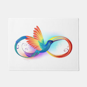 Rainbow Hummingbird with Infinity symbol Doormat