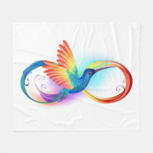 Rainbow Hummingbird with Infinity symbol Fleece Blanket