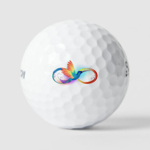 Rainbow Hummingbird with Infinity symbol Golf Balls