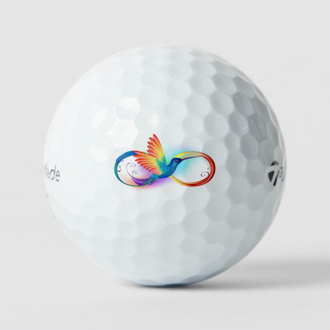 Rainbow Hummingbird with Infinity symbol Golf Balls (Front)