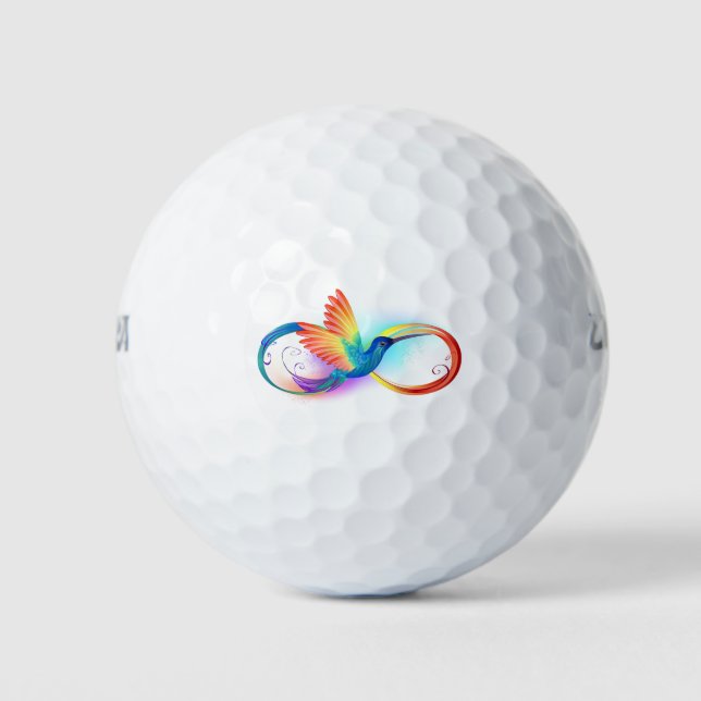 Rainbow Hummingbird with Infinity symbol Golf Balls (Front)