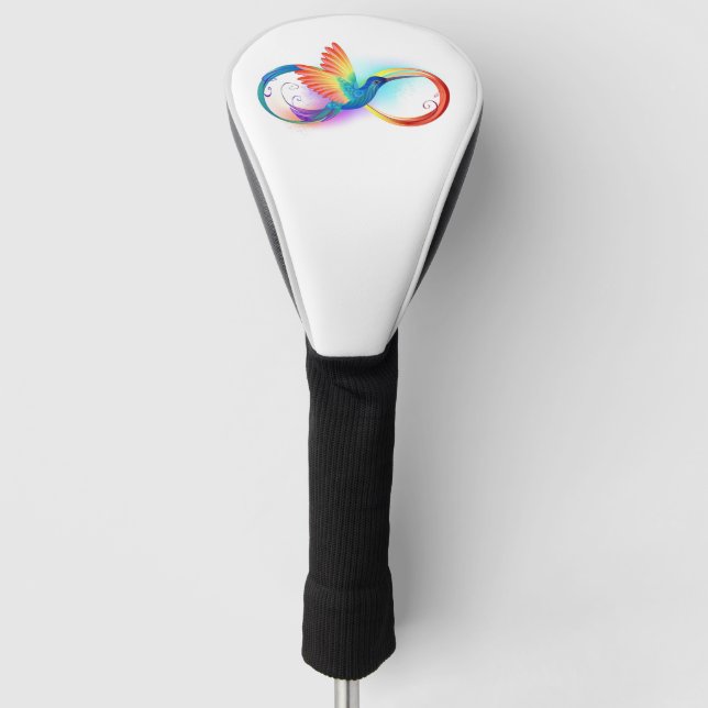 Rainbow Hummingbird with Infinity symbol Golf Head Cover (Front)
