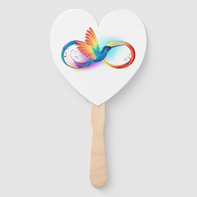 Rainbow Hummingbird with Infinity symbol Hand Fan (Front)