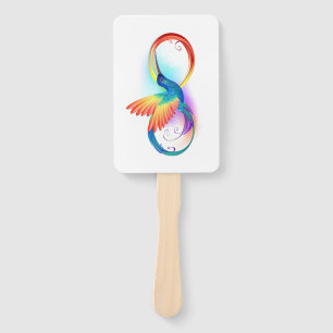 Rainbow Hummingbird with Infinity symbol Hand Fan