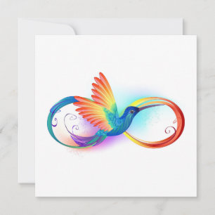 Rainbow Hummingbird with Infinity symbol Holiday Card