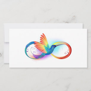 Rainbow Hummingbird with Infinity symbol Holiday Card